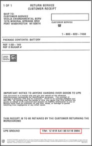 UPS customer receipt